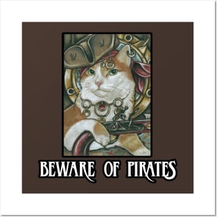 Pirate Cat - Design 1 - Beware of Pirates Posters and Art